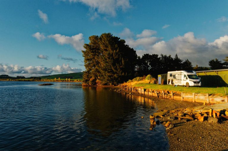 overlooking the catlins river at hinahina reserve - the best parking spot one of our favourite freedom camping spots