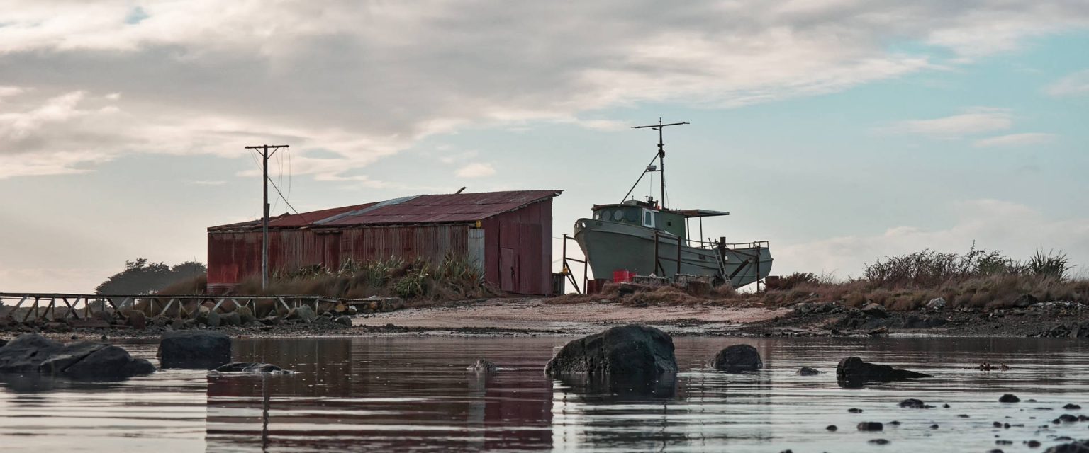 boat on a slip in a boatyard