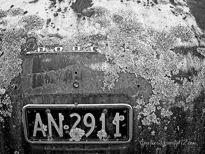 Back end of an old Dodge car